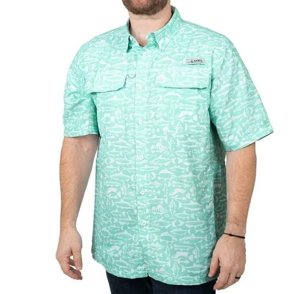 NWT Habit Coastal Aqua Shirt UPF 40+ UV protect Fishing Men’s Quick Dry Cooling - Picture 1 of 3
